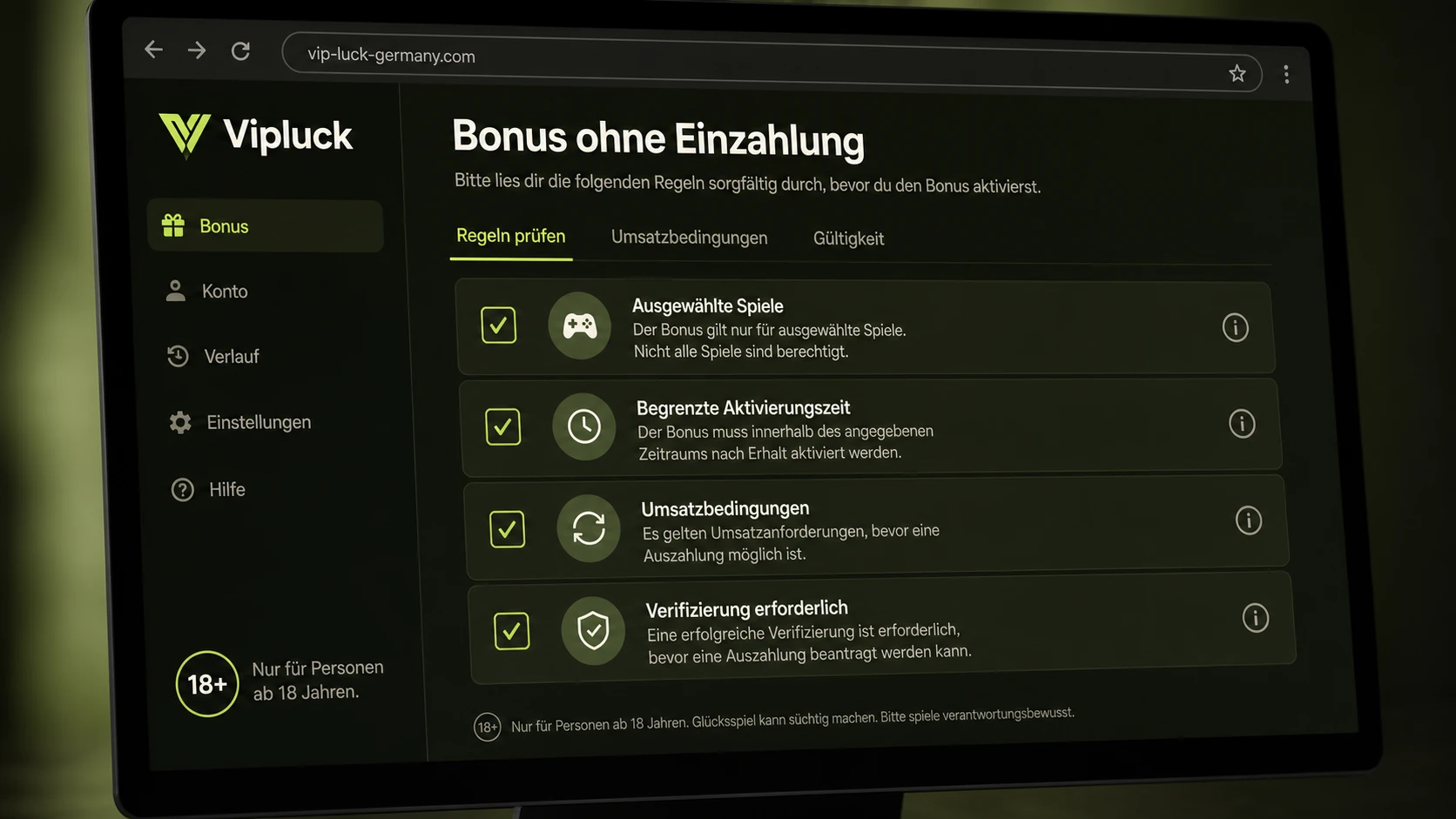 Regeln beim Bonus ohne Einzahlung