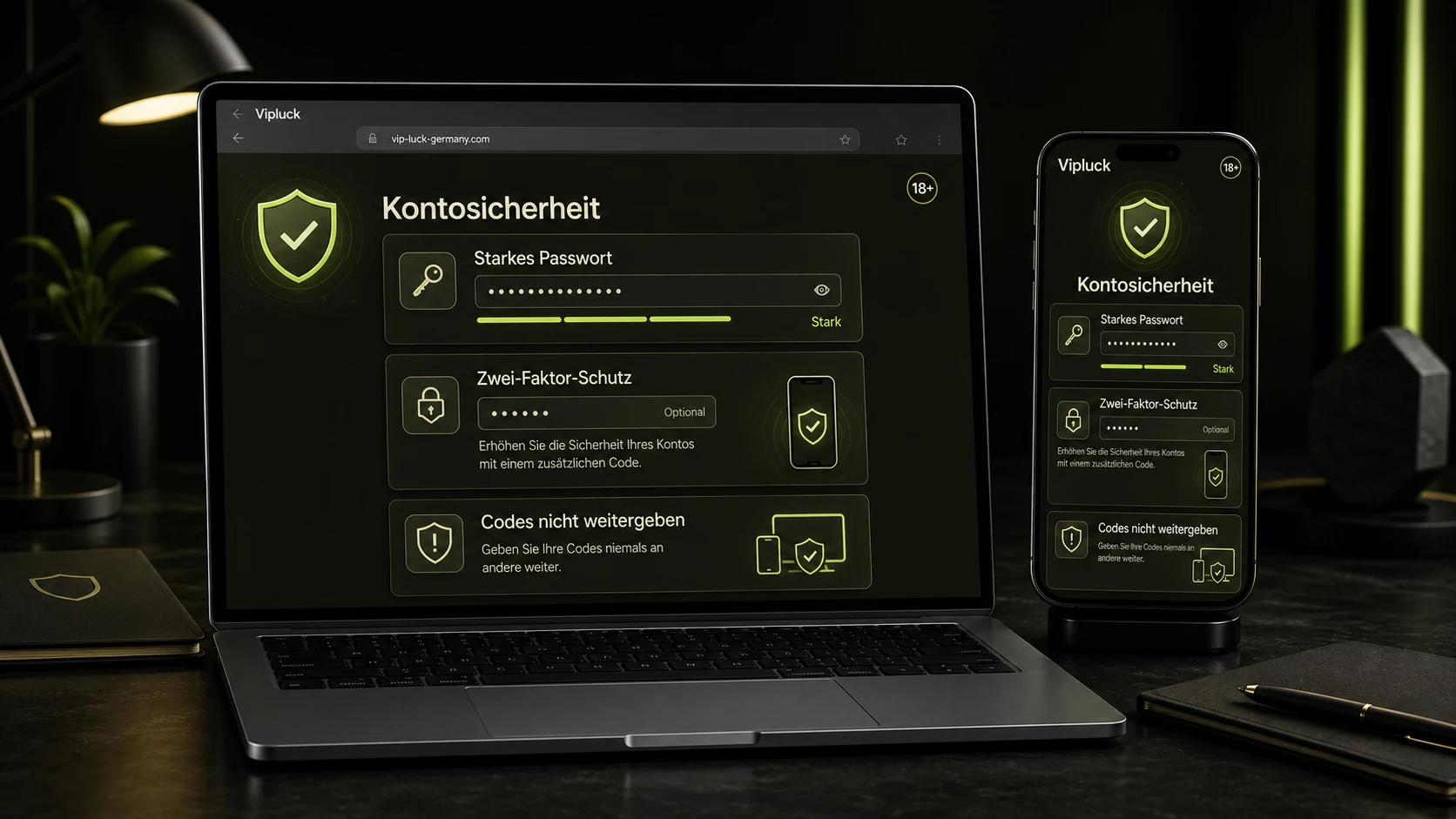 Kontosicherheit beim Vipluck Login